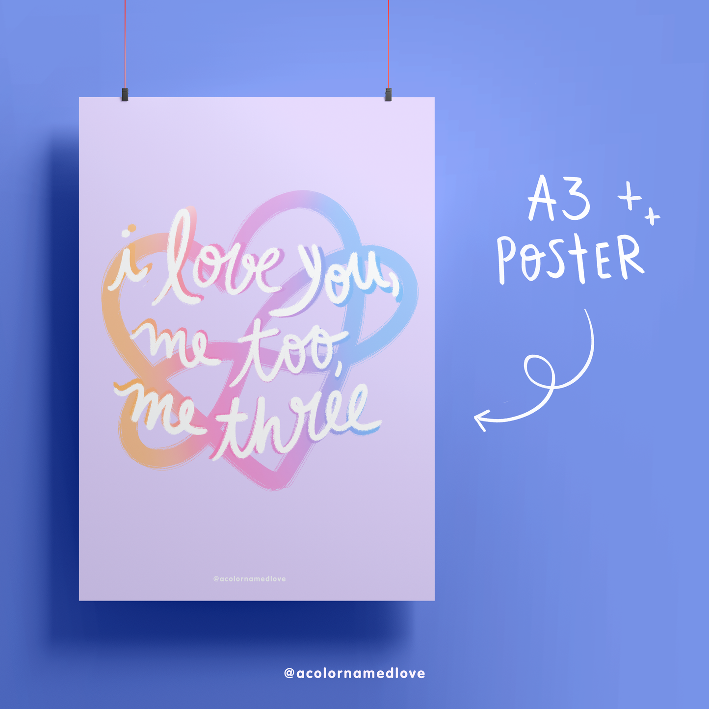 I love you, Me too, Me three Poster